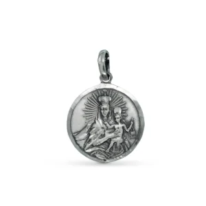 Medallas Virgen del Carmen en plata de ley forma redonda.