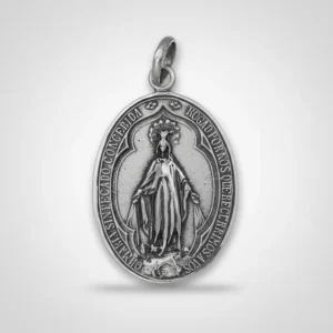 Medalla Milagrosa de plata de ley 925, anverso con la Virgen María, para protección y devoción
