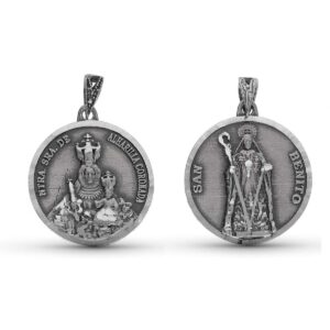 Medallas Virgen de Alharilla Coronadas y San Benito