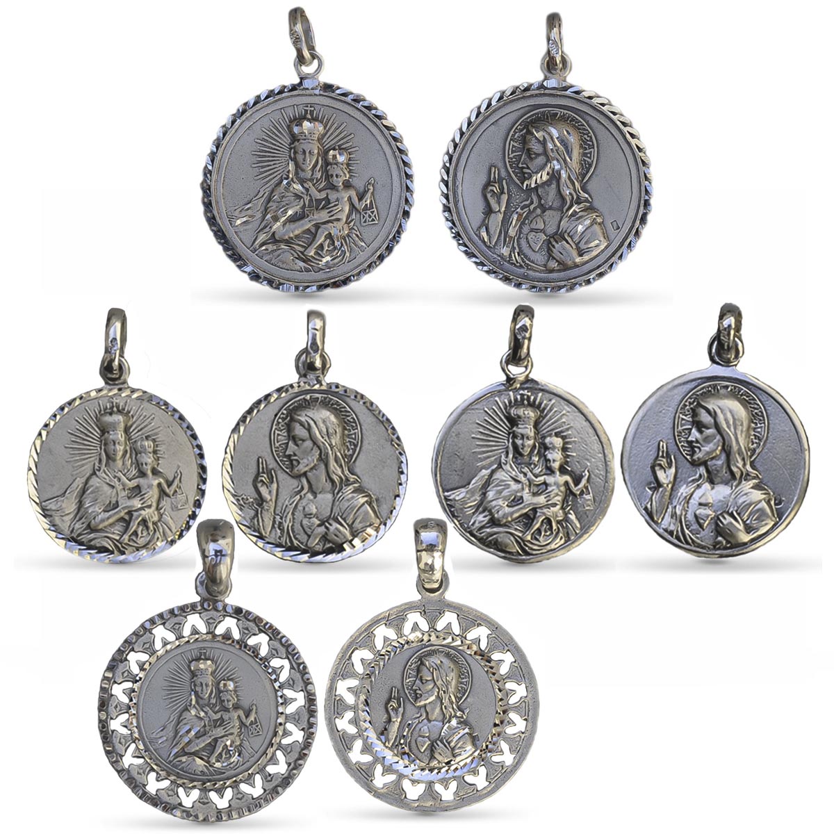 Medallas Virgen del Carmen y Sagrado Corazón de Jesús